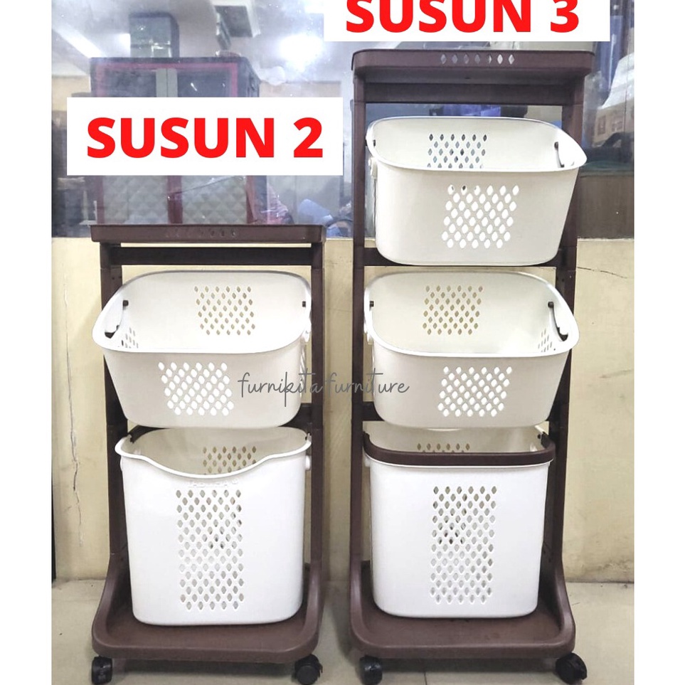 VH LAUNDRY BASKET RAK KERANJANG BAJU KOTOR TABITHA MPTL RAK RODA SERBAGUNA / RAK KAMAR MANDI / RAK D