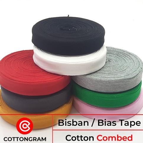 %%%%] Bisban Kain Bahan Kaos Katun Bias Tape Meteran Aksesoris Kaos