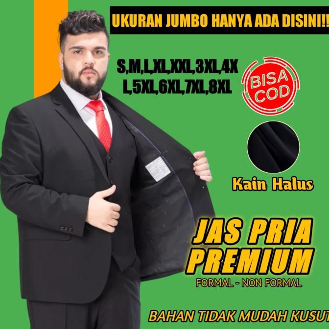 JAS HITAM SIZE JUMBO / JAS PRIA UKURAN BESAR / JAS NIKAH UKURAN JUMBO