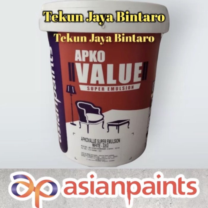 Terlaris Cat Tembok Interior Asian Paint Apko Value Super White / Putih 25Kg