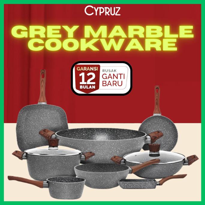 cypruz marble wok pan fry pan sauce pan wajan keramik anti lengket