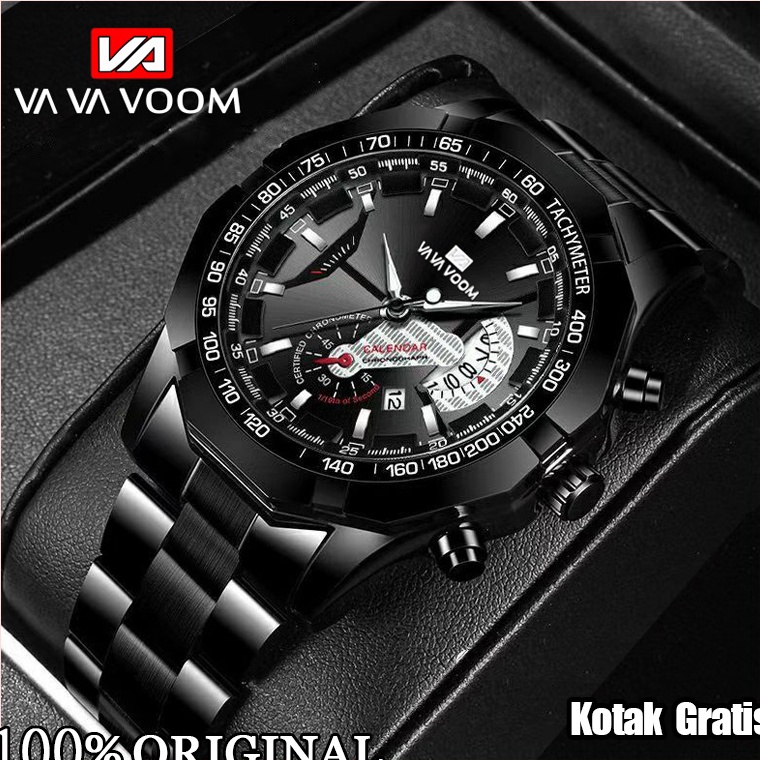 Hot Sale.. VaVa Voom 238 Jam Tangan Pria Luxury Stainless Steel Quartz Original Tahan Air Watch + Ko