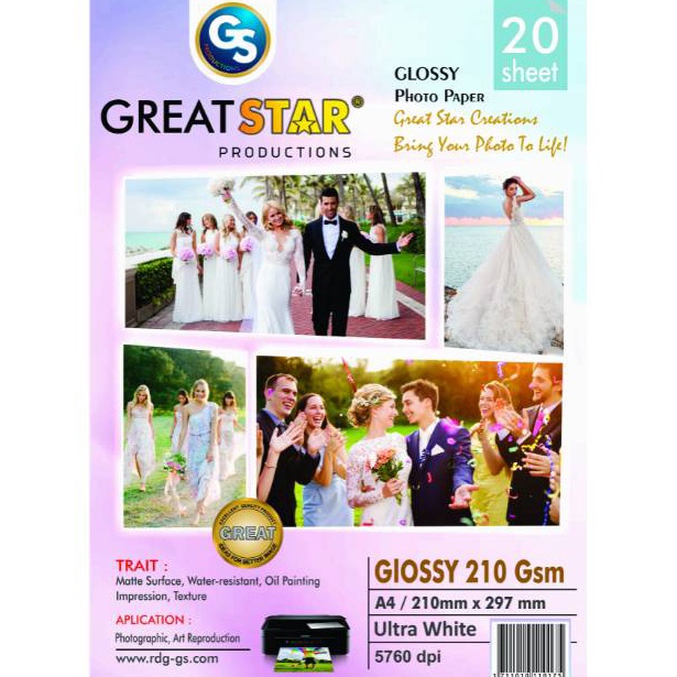 

➜ GLOSY PHOTO PAPER 210 GSM A4/20 LEMBAR Big Sale )ﾉﾟ