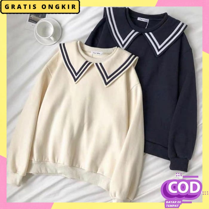 Sweater Wanits Hudie Cewe Hudi Jumbo Korea Style Baju Oversize Jakey Bsju Atasan Sweeter Atasan Teba
