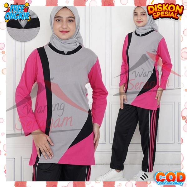 Setelan Wanita Nyaman Digunakan Bsju Fitnes Kekinian Bj Senam Ibuibu Pakean Olaraga Viral Keren Set 