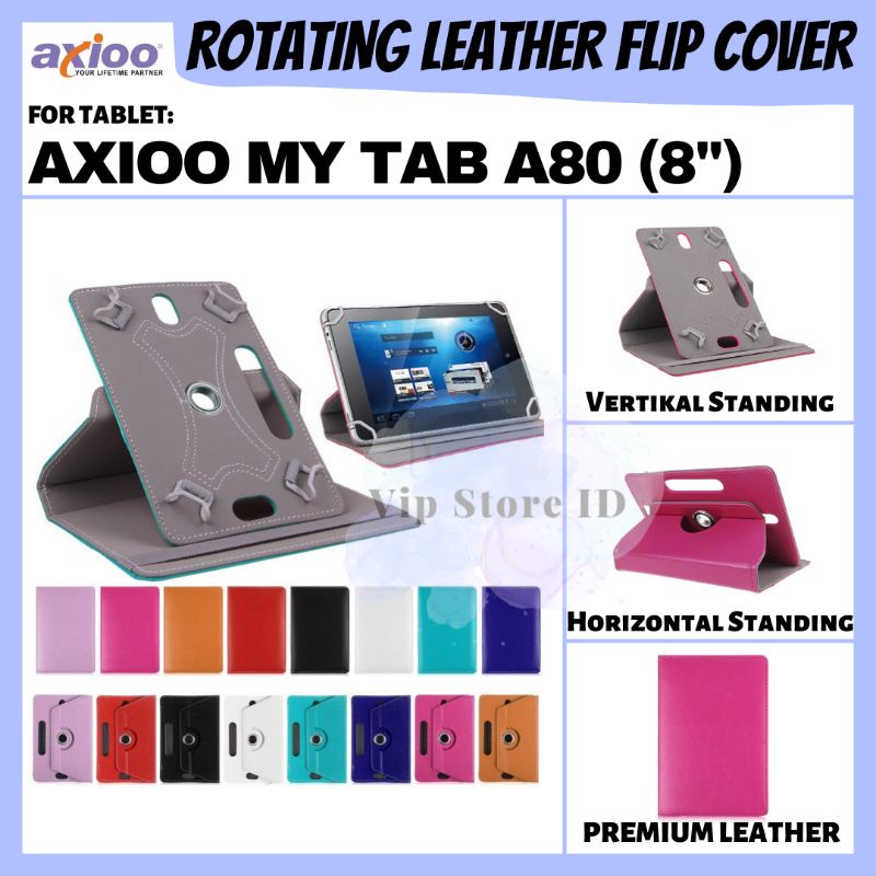 AXIOO TABLET MYTAB MY TAB A80 A 80 8 INCH ROTATE FLIP BOOK COVER CASE CASING SARUNG KESING FLIPCASE