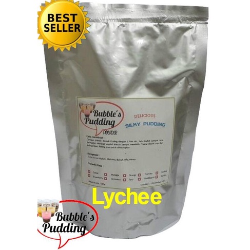 

Bubble's Lychee Premix Silky Pudding powder,bahan bubuk puding 445gr