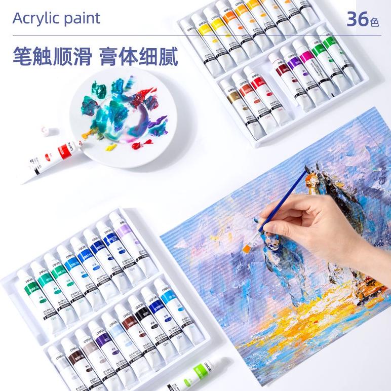 

8.8 Deli Acrylic Paint / Cat Akrilik Anak 24/36 Warna Dapat Ditulis Di Kain Tanah Liat 73912 73915 Grosir !!