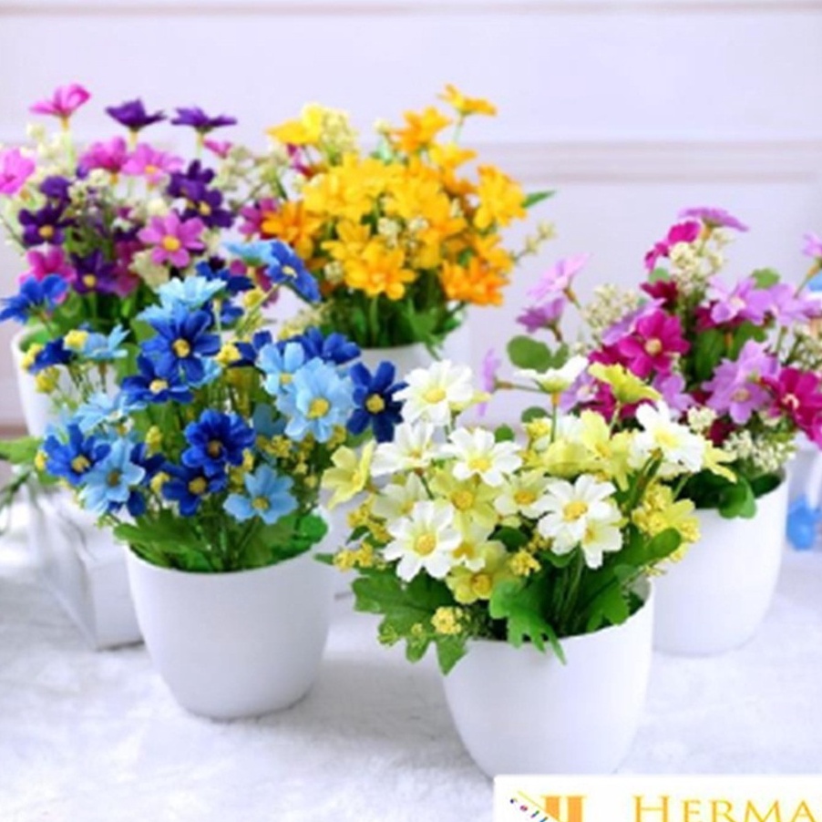 CFRR8302 Stok terbaru  HC Ornamen Pot Tanaman Bunga seruni Dekorasi Tanaman Hias Tanaman Plastik Pot