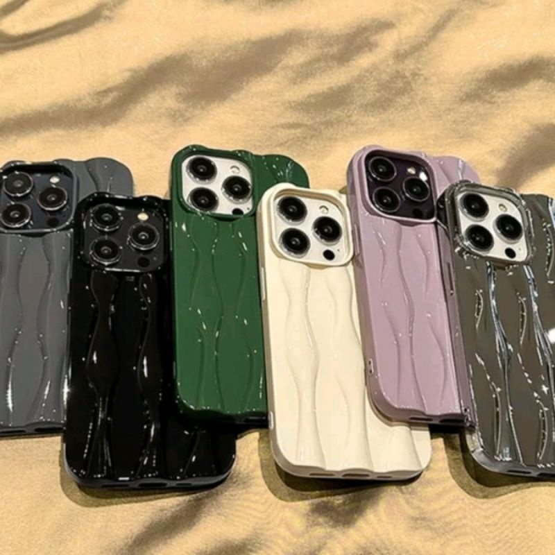 Iphone 14 Pro 14 Pro max 13 Pro Max 13 Pro Silikon Case Glossy 3D Gelombang Shockproof Premium