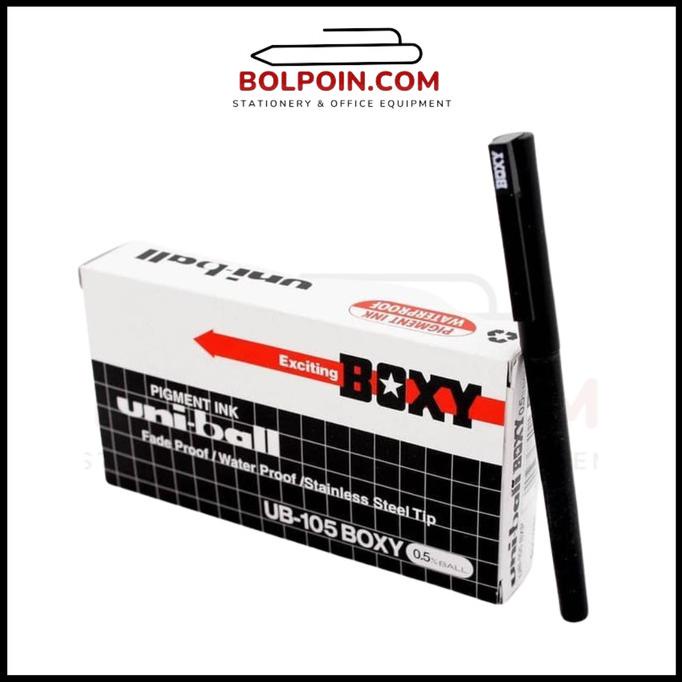 

siap kirim] 1 Box (12) Bolpen BOXY Uniball 0.5mm UB-105 Ball Pen Boxy BIRU