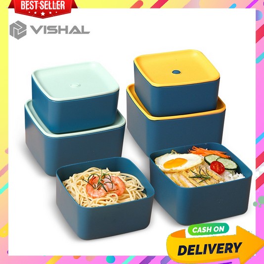 Lunch Box Set Anak Sekolah Paper Stainless Steel 1 Anti Tumpah Satu Set Bekel Skolah Lunchbok Bekele