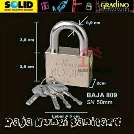 Gembok Solid 809 50Mm/Gembok Motor/Gembok Pagar/Gembok Gerbang Solid