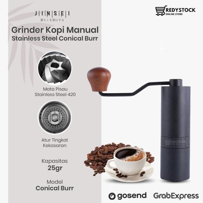 HAND COFFEE GRINDER KOPI MANUAL METAL BODY STAINLESS STEEL BURR JS-G2