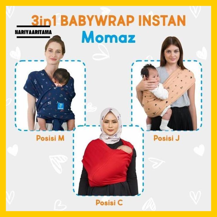 Gendongan Bayi Depan / Gendongan wrap / Baby Wrap Mobymoby Hearts Navy nariyaaritama