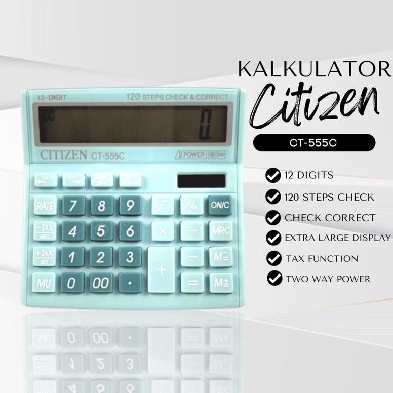 

8.8 [Discount] Kalkulator Fancy Warna Warni Calculator Citizen 555N 555 N 555 C 555 Colour Series 12 Digit Check Ulang Check Correct Bisa Hitung Ulang New !!