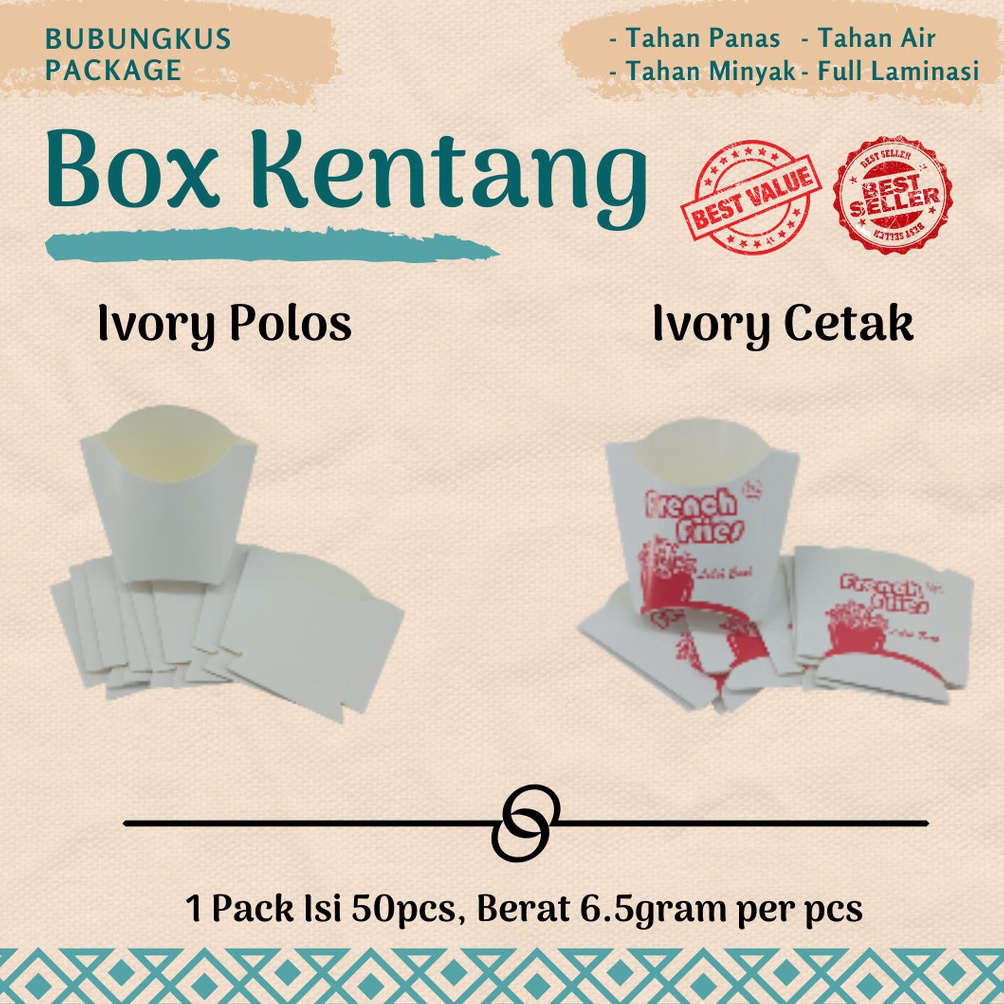 

Premium.. Box Kentang Goreng 50pcs / Dus Kentang Goreng/ Kemasan Kentang Goreng/ French fries 79