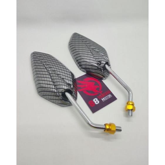 Onderdil Spion Jupiter Karbon Gagang Crome Panjang - Tanggung - Kecil / Spion Variasi Karbon Jupiter