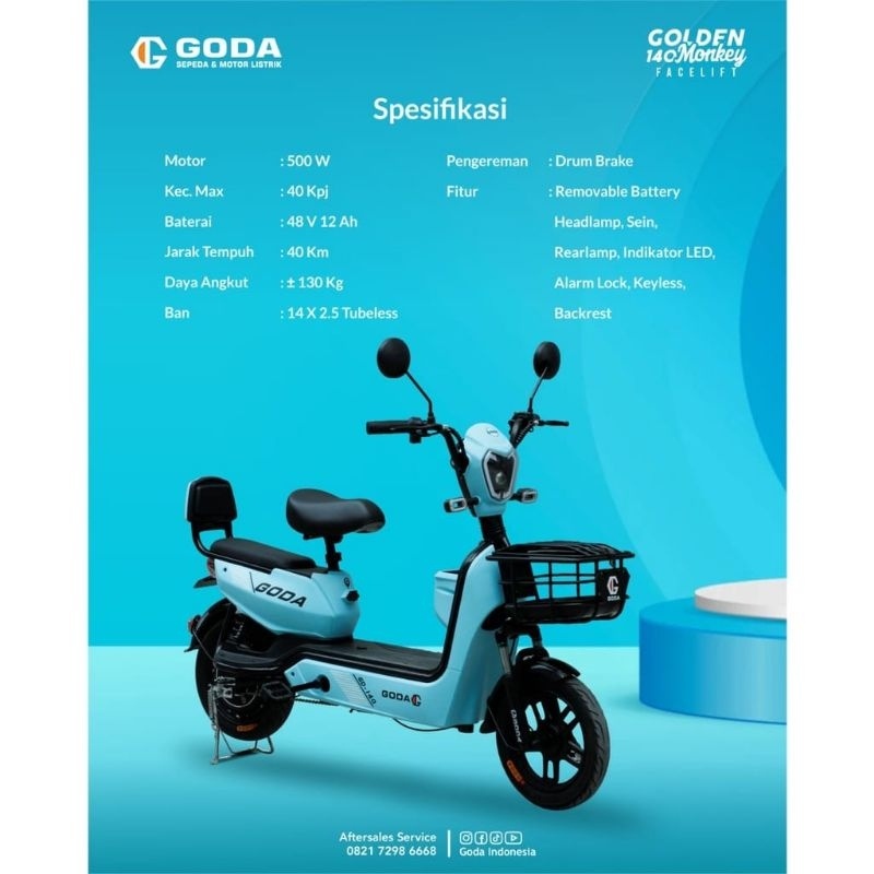 READY Sepeda Listrik Goda 140 Golden Monkey Murah Berkualitas / Electric Bike Goda 140 Golden Monkey