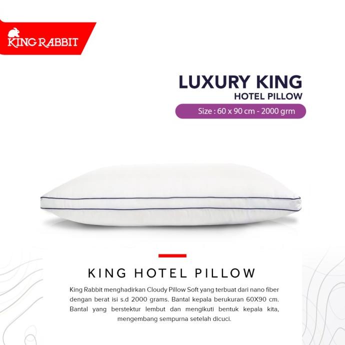 King Rabbit King Hotel Pillow / Bantal King 60x90 cm - Gratis Sarung