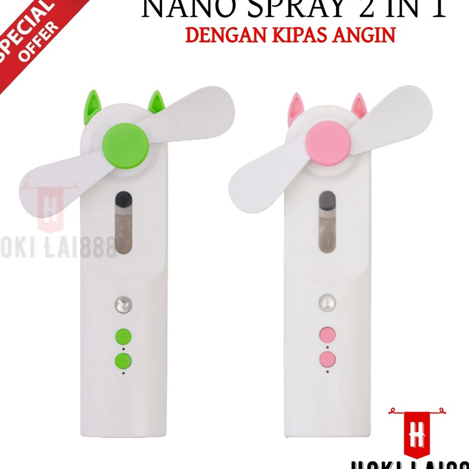 Best Seller [HKL] MINI NANO SPRAY GENERASI 2 / NANO SPRAY KIPAS ANGIN / NANO SPRAY 2 IN 1 / NANO MIS