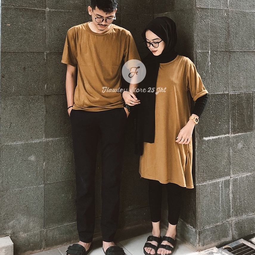 Serba Murah couple tshirt dress zoya oversize  kaos pasangan basic Laris