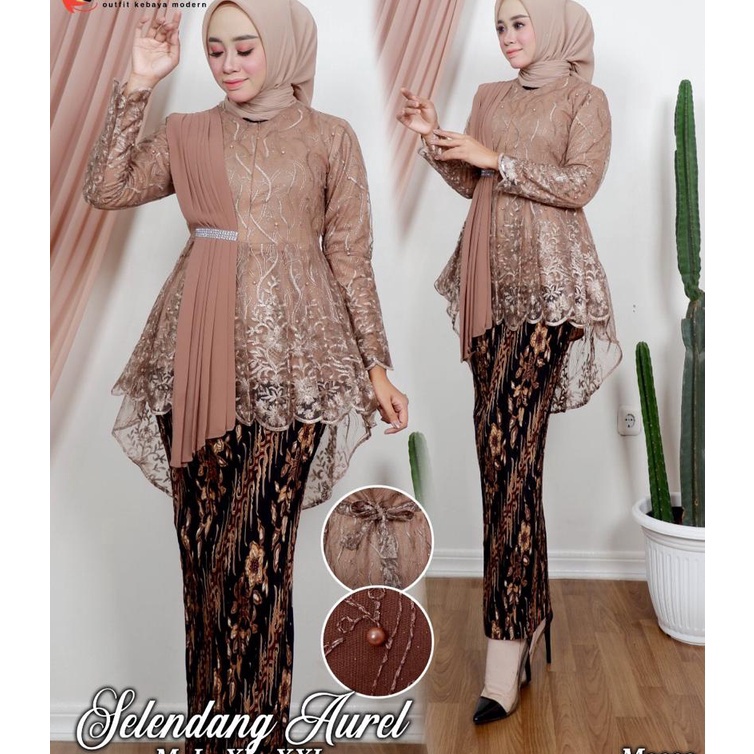 Good (COD)> SET KEBAYA BLOUSE SELENDANG AUREL - MODEL KEBAYA TERLARIS 2021 - BAJU KEBAYA PESTA DAN W