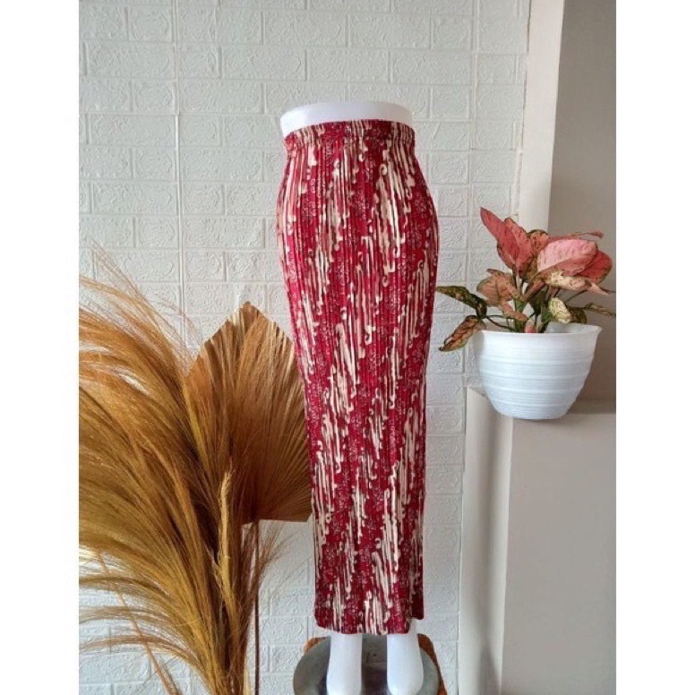 gjo53 REAL PICT Rok Plisket Lereng Merah - Rok Plisket Batik - Rok Batik - Bawahan Kebaya - Rok Keba