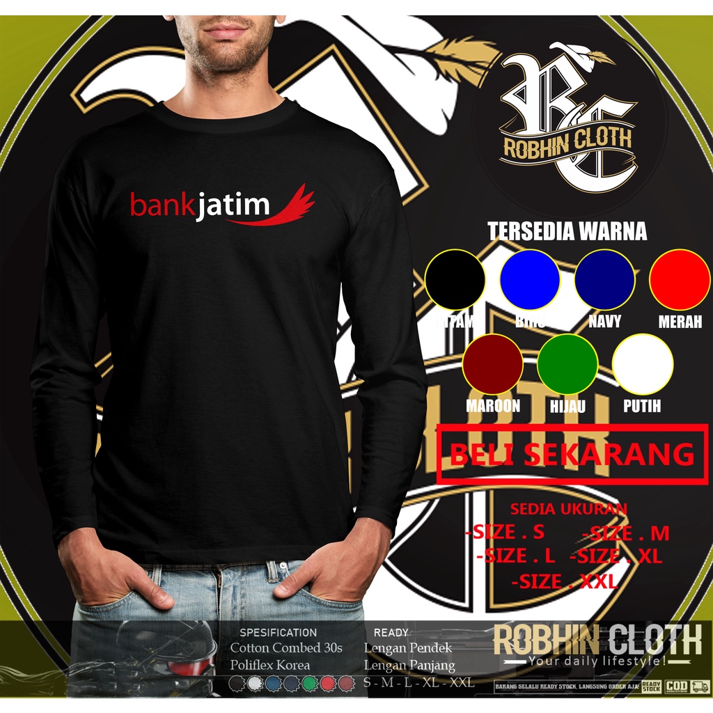 Kaos Bank Jatim Logo Lengan Panjang Baju Perusahaan