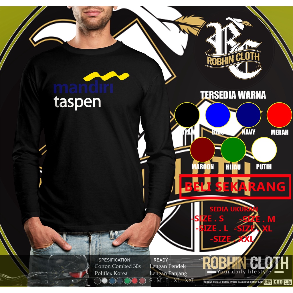 Kaos Bank Mandiri Taspen Logo Lengan Panjang Baju Perusahaan
