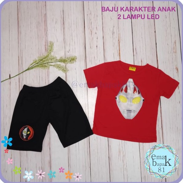 MURAH BANGET. Baju Kaos Anak Murah Lampu LED Ultraman 1-10 tahun