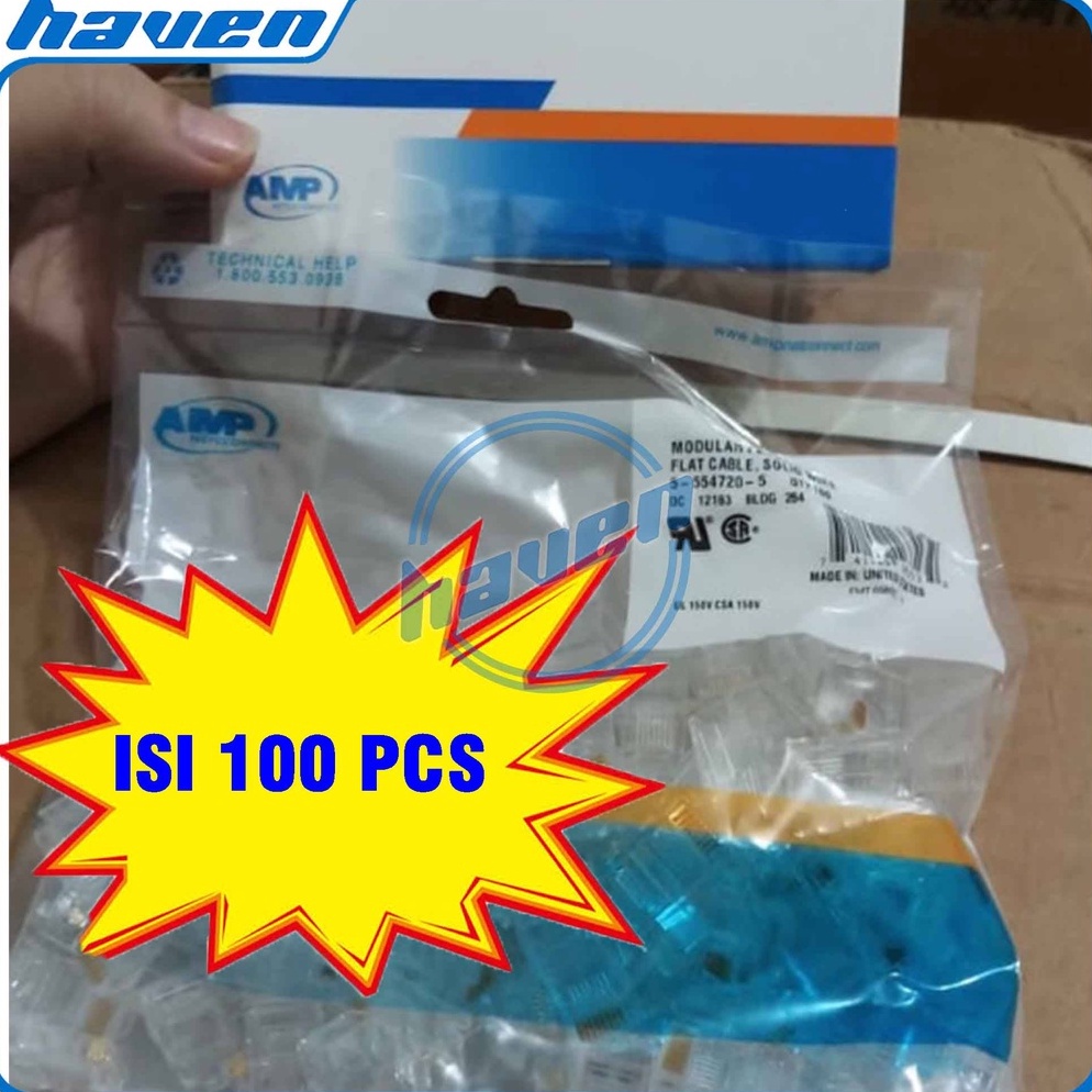 Booming.. Konektor Rj45 cat5e AMP Connector Rj45 Konektor LAN RJ45 Konektor Rj 45