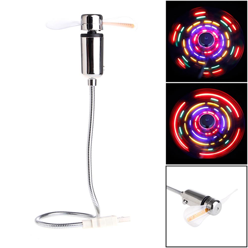 ❤Colorful Led Lighting Fan USB Powered Mini Flexible Fan With Led Lights Runtime For Laptop PC Mobil
