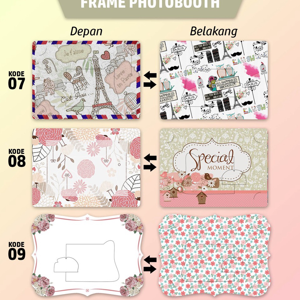 → 0EQ Frame Photobooth  / fotobooth 4R bahan karton tebal 310gr o Kemasan Baru ★★★.