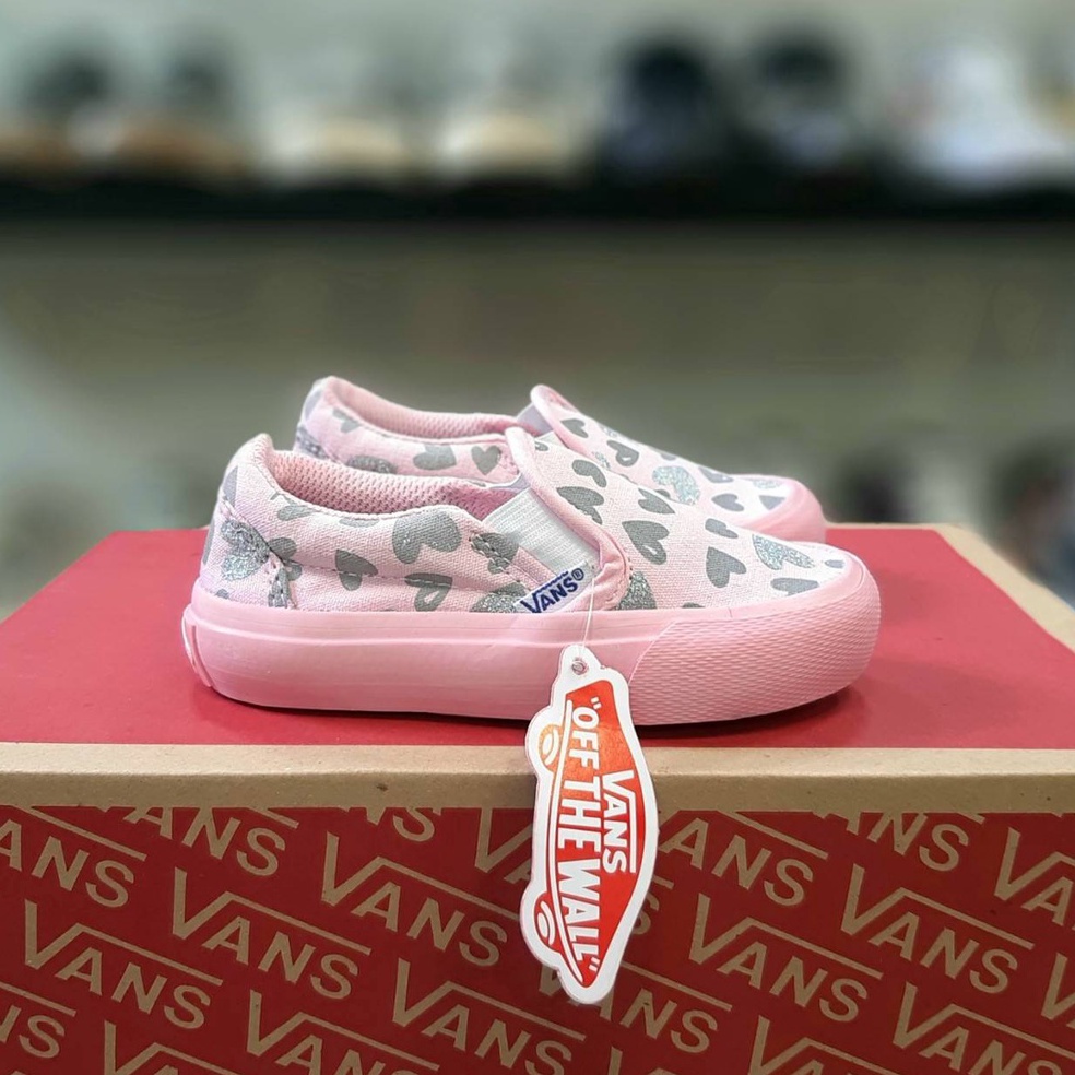 STOK TERBATAS!. Sepatu anak perempuan model slop love pink sepatu slip on anak cewek usia 1 2 3 4 5 