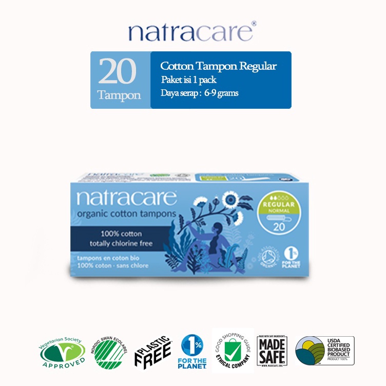 ❄Model Terkini✣ ZSNAP NATRACARE Organic Tampon Digital Cotton Regular Tampon 20s  | Pemutih Free | P