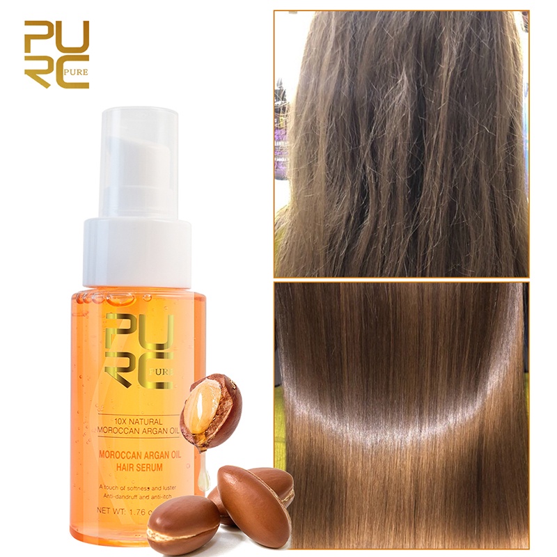 ♨๑☃PURC Maroko Minyak Argan Serum Rambut Smoothing Melembutkan Perbaikan Keriting Rambut Rusak Anti 