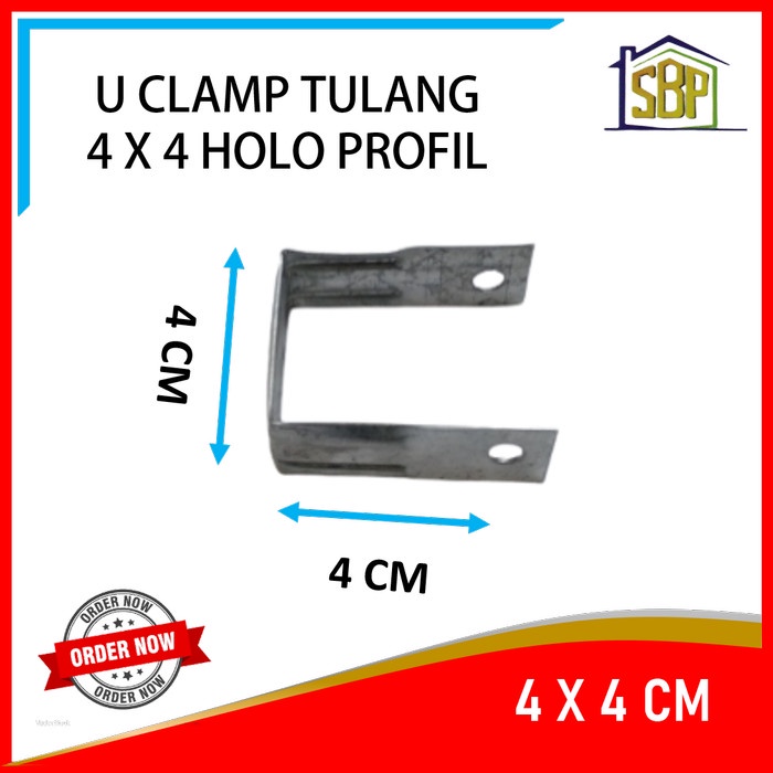 U Clamp Klem Klip Bracket Tulang 4x4 4 x 4 Cm Untuk Holo Profil Plafon