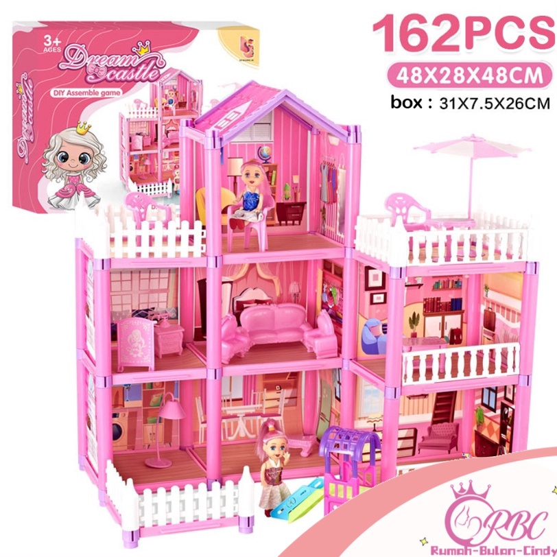 Termurah.. COD 162PCS Mainan Princess Castle House Rumah Rumahan Doll House Barbie Play House Kado U