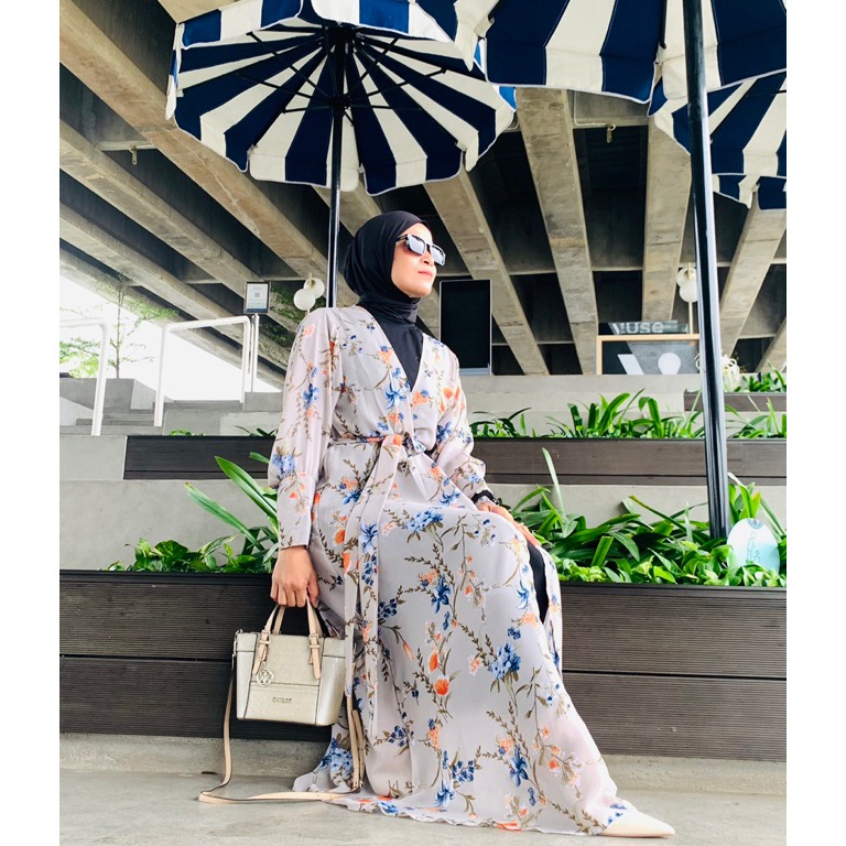 Siap Kirim.. Outer Almeera 2IN1/1 produk 2 Model/Ceruty Babydoll/Cardigan ceruty/Outer motif bunga