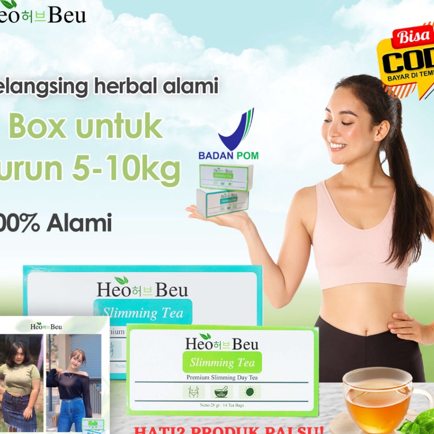 

HSGN9957㊋ HEOBEU TEH SLIMMING TEA DIET HERBAL PELANGSING DAY NIGHT MENAHAN NAFSU MAKAN DAN PELANCAR BAB PENCERNAAN TUBUH KOREAN ORIGINAL ASLI BPOM ㊓