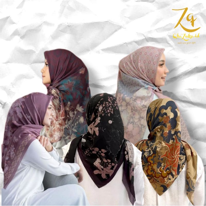 Hijab Segi Empat Voal Premium Lasercut Motif Bunga