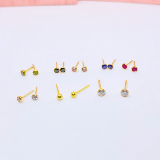 Harga KompetitifXx4X8 Anting Tusuk / Giwang bayi Emas Asli kadar 300 & 700 (free karet)