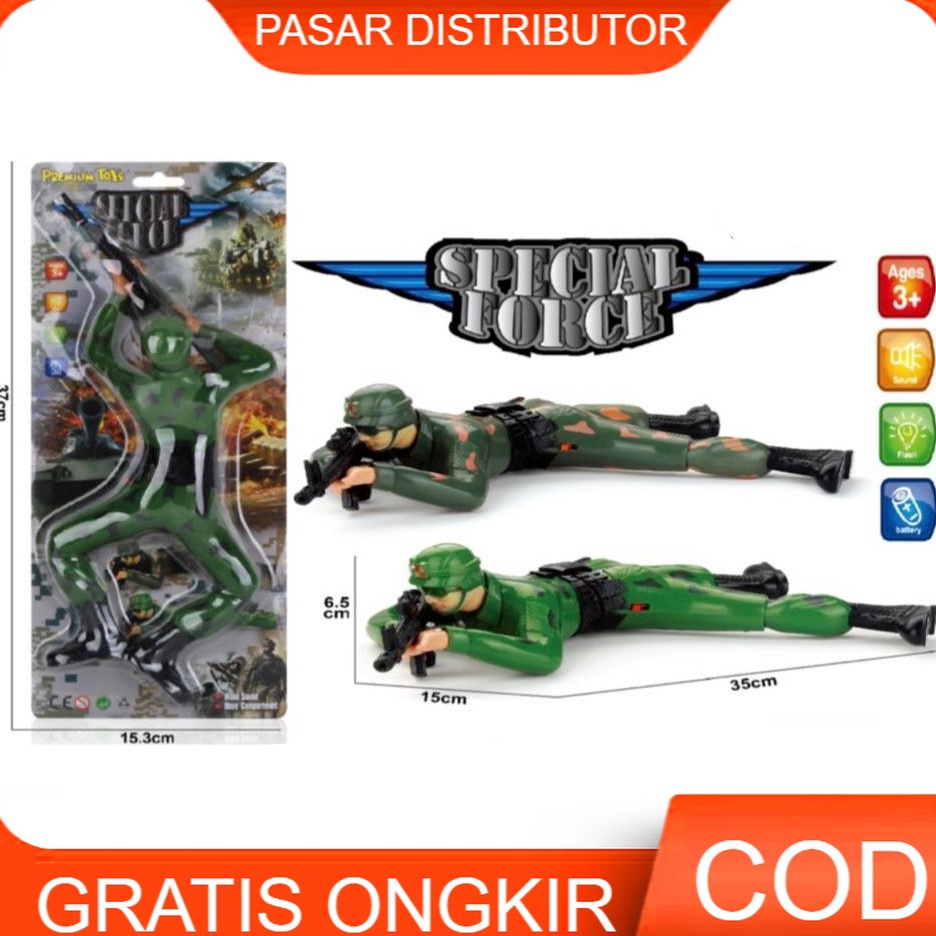 ☃Pci Mainan Anak SPECIAL FORCE SOLDIER Tentara Tiarap Militer Merangkak New Tentara Merangkak Tiarap