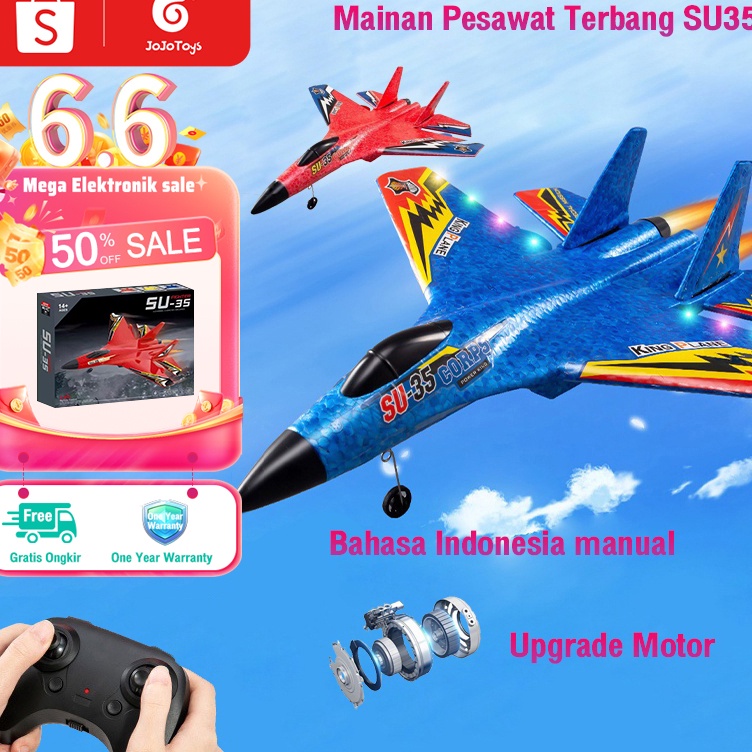 Terlaris Jojotoy Mainan Pesawat Terbang Remote Control Led Pesawat Glider Airplane Foam SU35 Pesawat