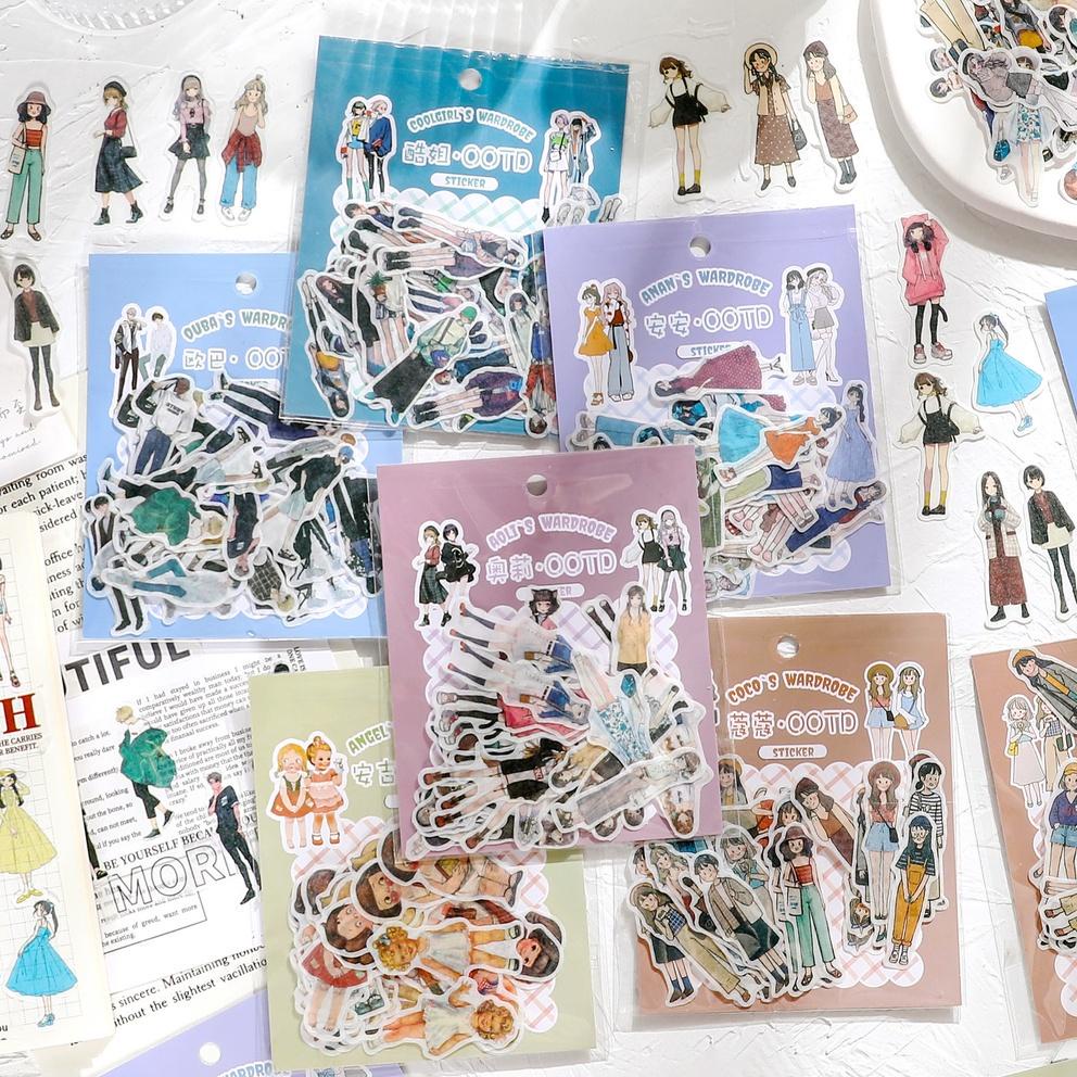 

Grosir 40Pcs / Pak Stiker Kertas / Selotip Washi Kawaii Untuk Dekorasi Scrapbook / Album Foto Diy-Perlengkapan Kantor Sekolah