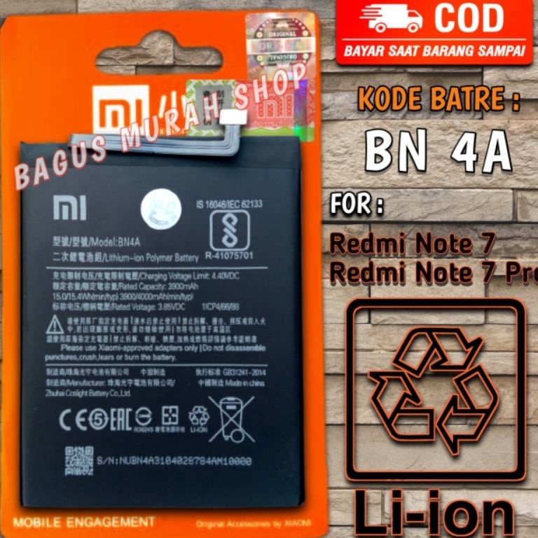 REKOMENDASI. Batre BN4A battery baterai hp Redmi note 7 Redmi note 7pro BN 4A Redmi note7 BN-4A Redm
