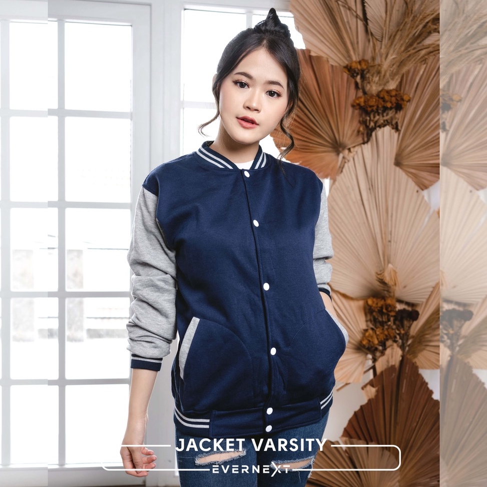 LANGSUNG ATC. Evernext - Jaket Varsity Wanita Jaket Cewek Baseball Jaket Fleece Jaket Casual Wanita 