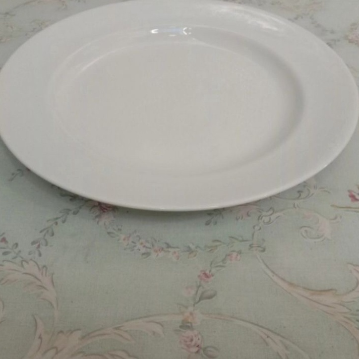 Terkini Piring ceper keramik polos putih 10,5 inch ( 1 pcs )