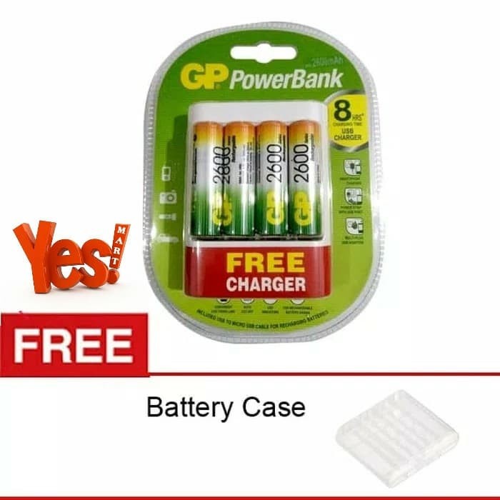 Charger Usb + 4 Battery Aa 2600Mah Gp Rechargeable